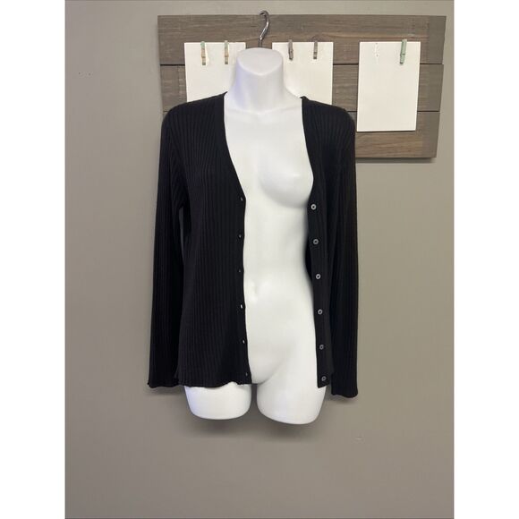 Banana Republic Silk Cashmere Brown Ribbed Button Down V-Neck Cardigan  Medium - Picture 6 of 10